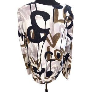 Charlie B Artsy Abstract Lightweight Sweater L Office Career Casual Classic Top